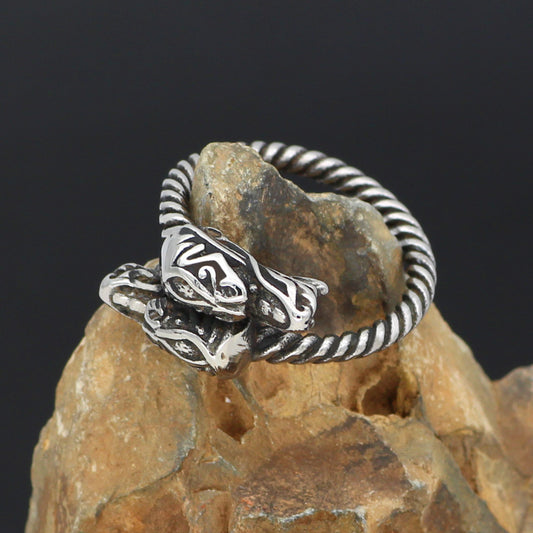 Vintage Viking Poisonous Dragon Ring Titanium Steel Men's Ring