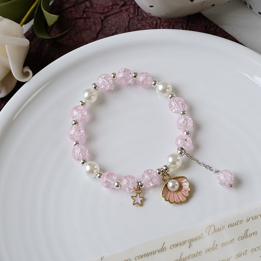 Womens Beaded Bracelet With Pearl Crystal And Alloy Animal Zodiac Charms Cartoon Adjustable Length Cute Charm