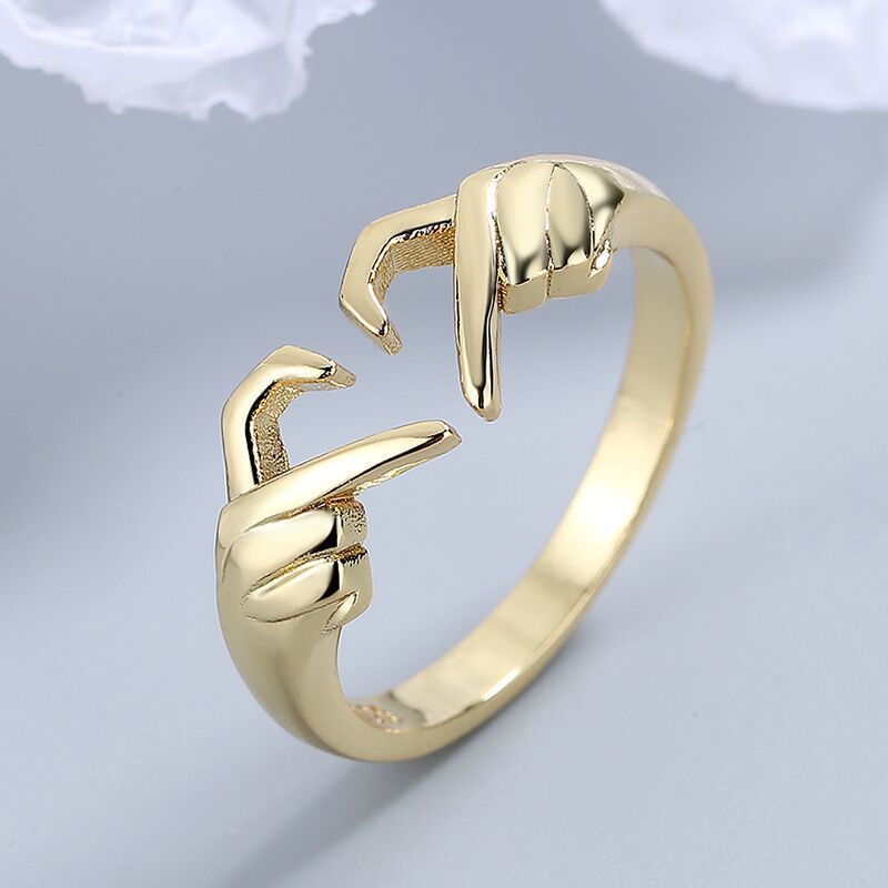Womens Copper Heart Ring Adjustable Open Design Electroplated Silver Or Gold Fashion Jewelry Simple Thin Band Accessory
