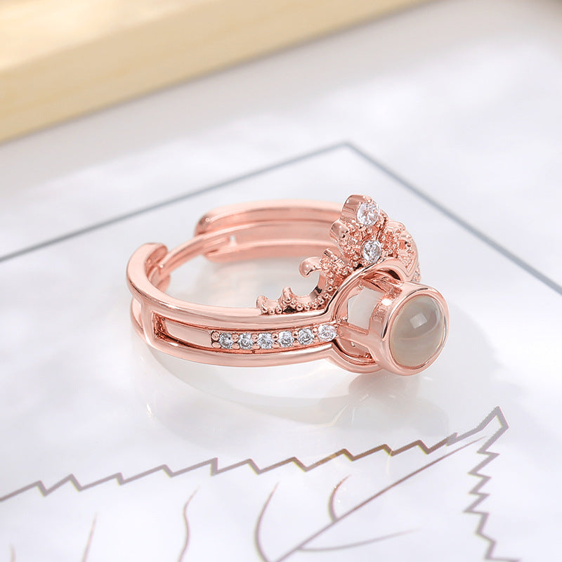 Unisex Ring 100 Languages I Love You Projection Adjustable Stainless Steel Couple Ring Romantic Gift Jewelry Durable