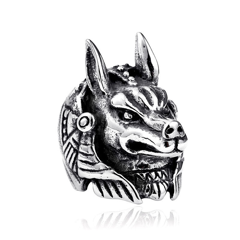 Men's Wolf Head Ring Stainless Steel Bold Retro Design For Men Fashion Accessories Durable Retro Style Jewelry