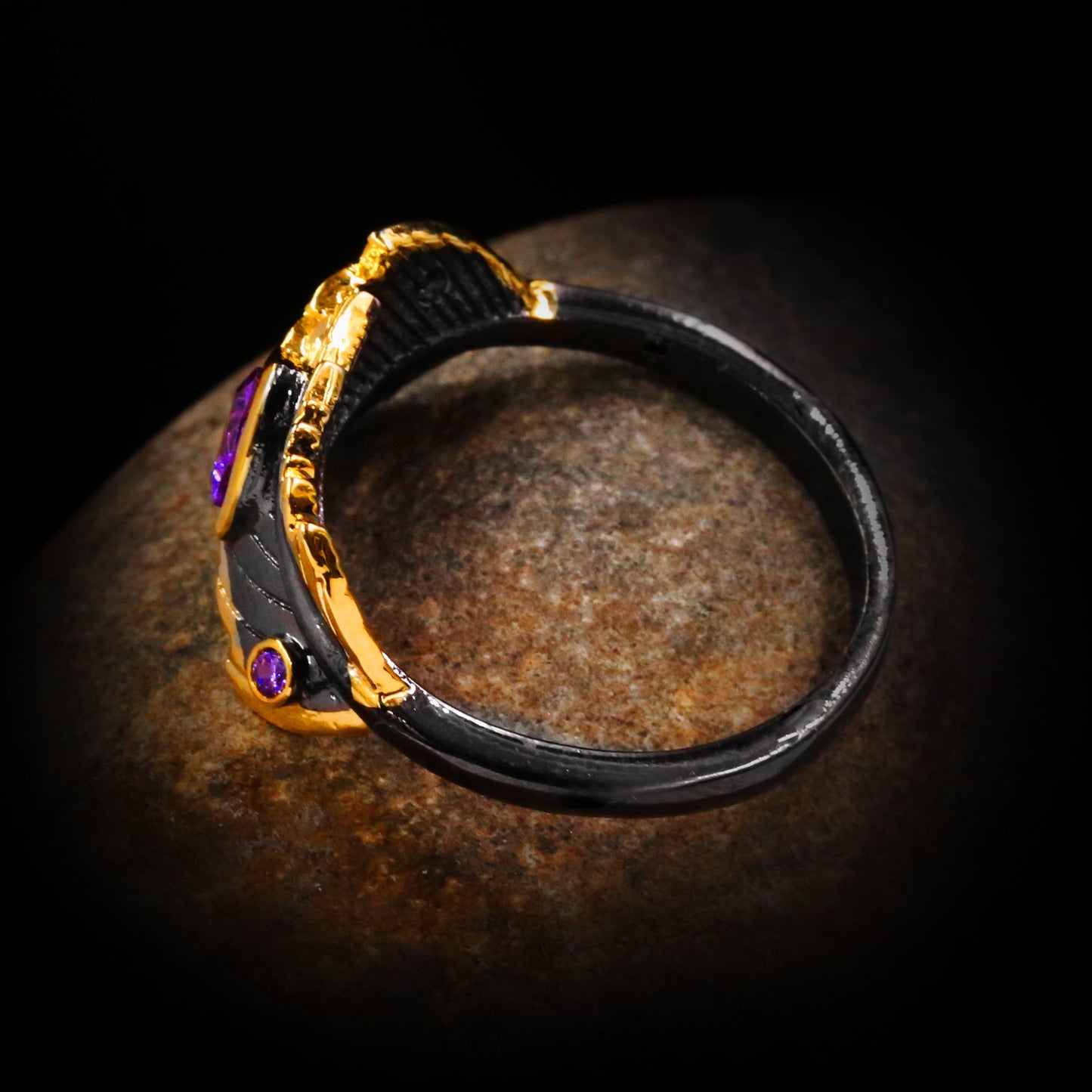 Two Tone Gold Plated Geometric Inlaid Gemstone Ring Brass Jewelry For Women Six Seven Eight Nine Ten Chic Glow