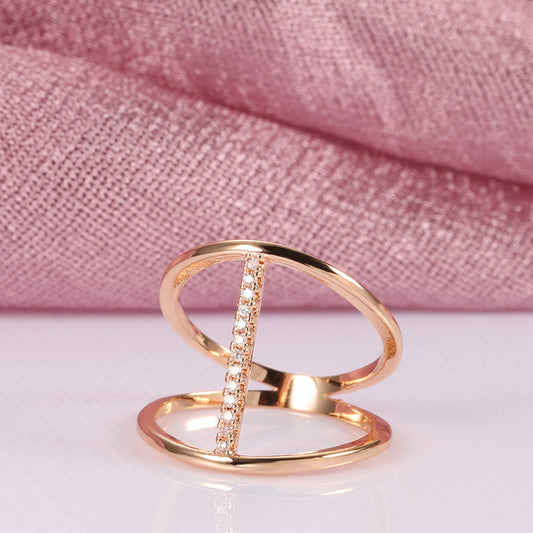 Star Zircon Ring Gold Plated Copper Jewelry For Women Girls Simple Fashion Eco Friendly Party Accessory Great Gift Idea