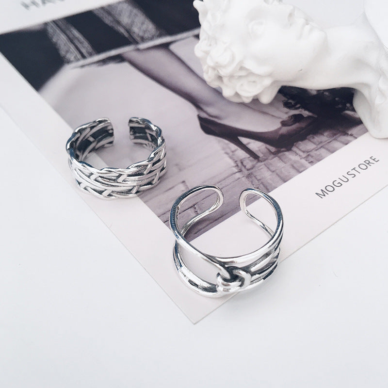 Adjustable Copper Ring Retro Wild Knot Geometric Design Electroplated Statement Jewelry for Women Fashion Jewelry