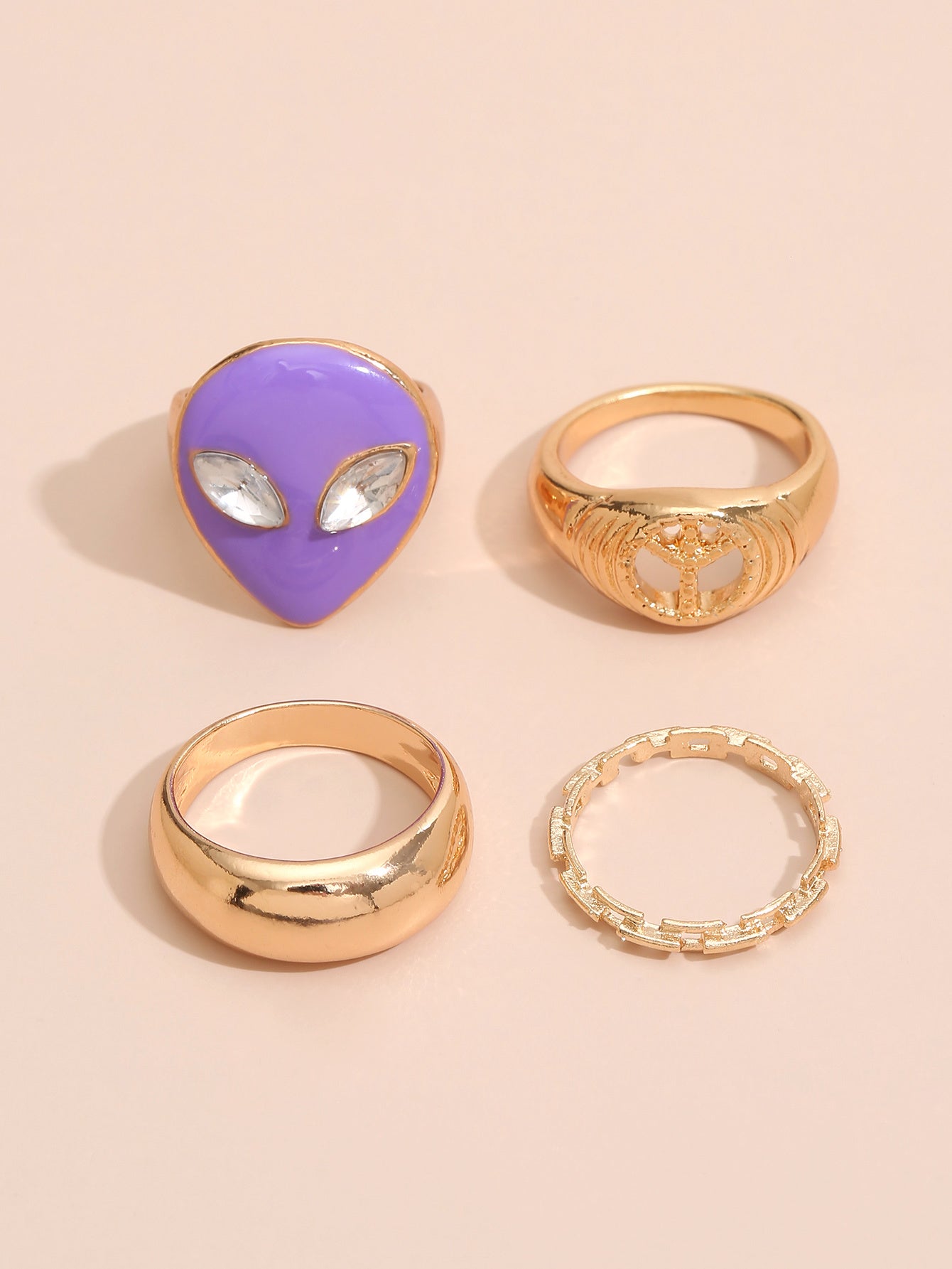 Geometric Irregular Ring Set For Women Zinc Alloy Electroplated Fashion Jewelry Gift European Style ModernLook