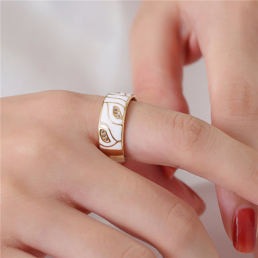 Womens Geometric Dripping Ring Copper Adjustable Zircon Inlay Jewelry Birthday Gift Trendy Elegant Sparkle Now