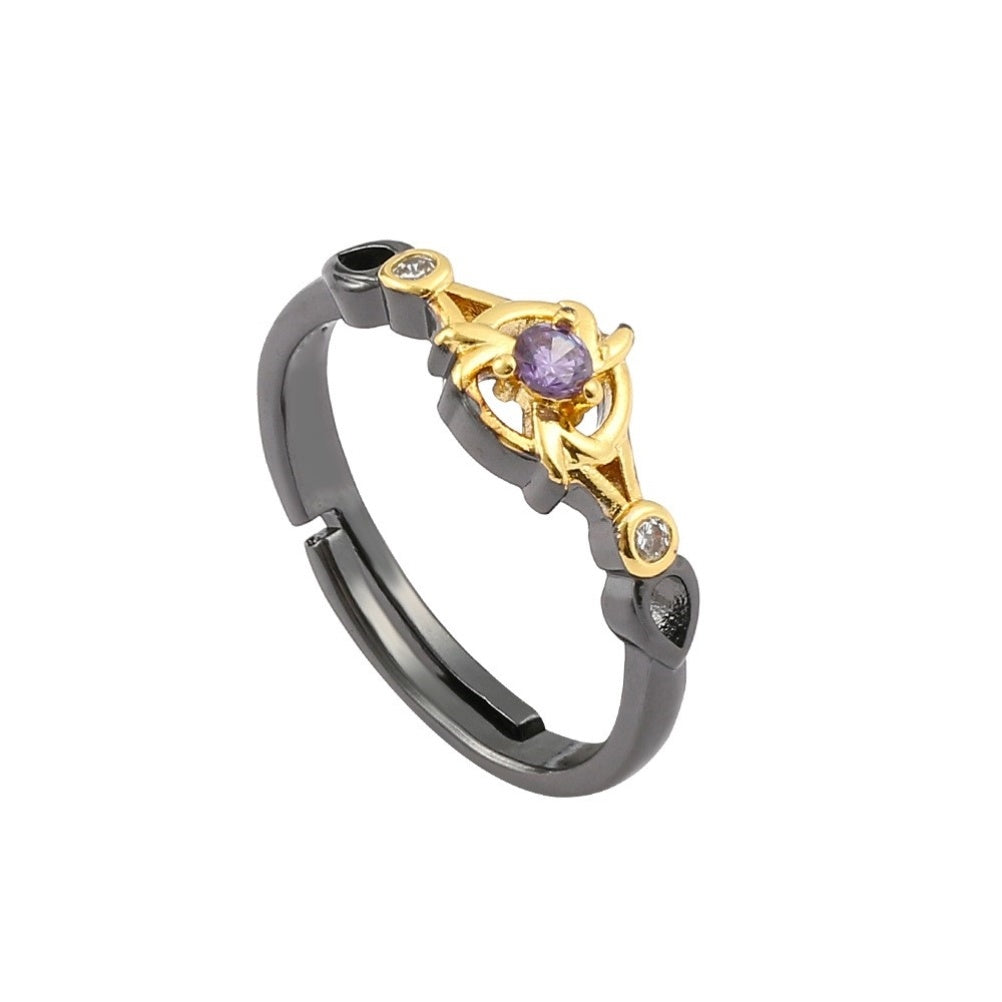 Anime Game Opening Ring Cosplay Jewelry Alloy Inlay Gem Semi Precious Stone Kaya Dadalia Abedo Ganyu Mona For Fans