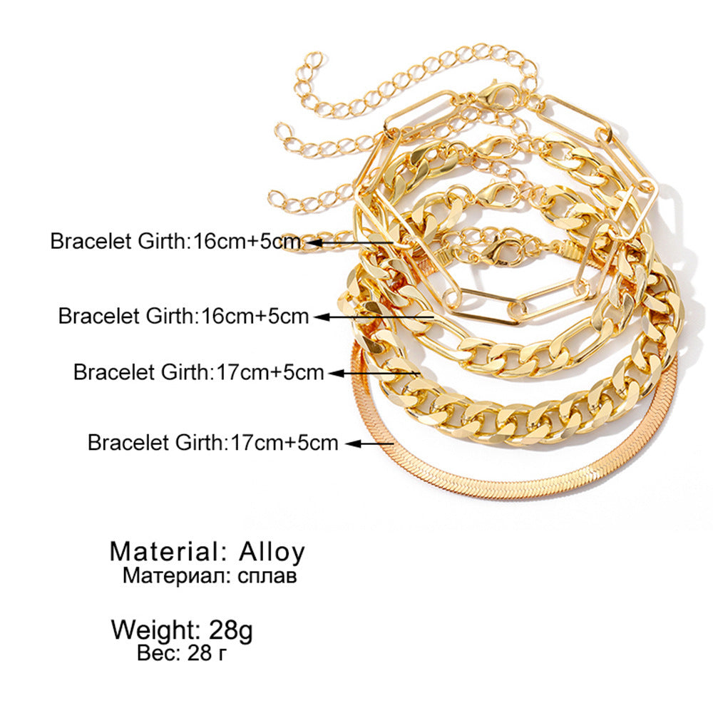 Vintage Alloy Bracelet Set For Women European Design Metal Bangle Jewelry 4 X Bracelet Collection High Quality
