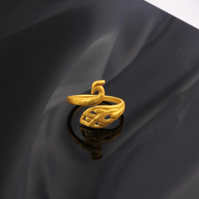 Vintage Unisex Animal Zodiac Ring In Plain Silver Peacock Design Jewelry Gift For Him With Adjustable Fit Gift