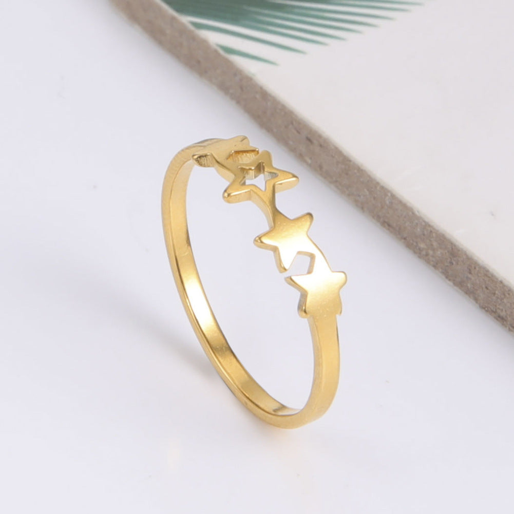 Stainless Steel Star Ring For Women Glossy Jewelry Gift