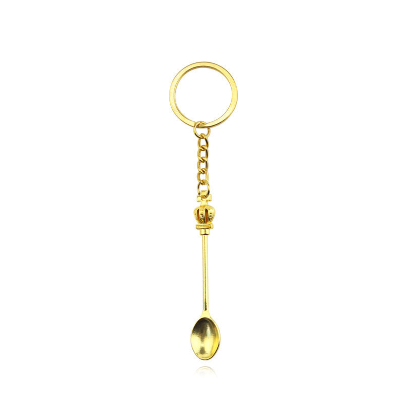 Metal Crown Keychain Pendant Small Gift Ideal For Bags Accessories Classic Spoon Key Ring Gold And Silver