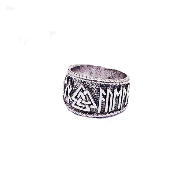 Rune Myth Mens Fashion Ring Alloy Ancient Silver Wedding Gift European American Style Letters Numbers Text