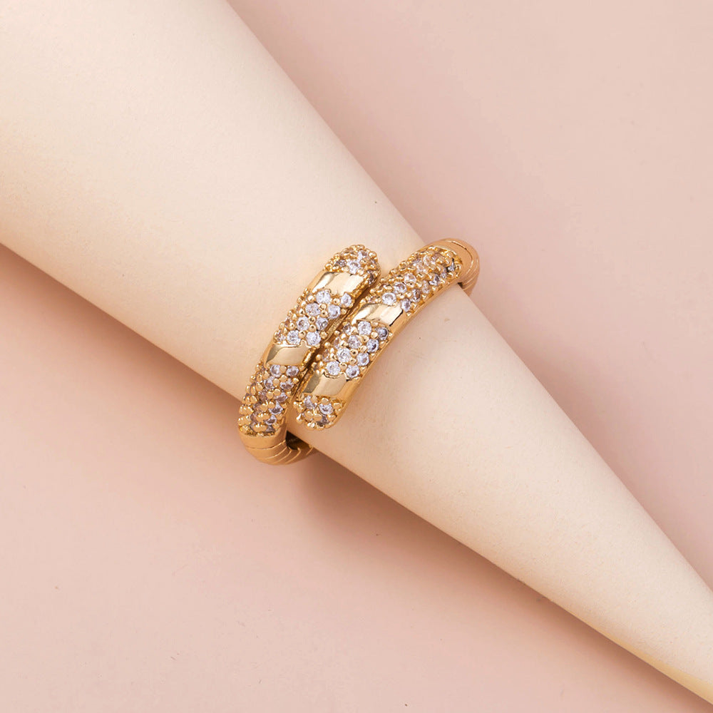 Unisex Zircon Ring Copper Adjustable Micro Set Unique Design Fashion Jewelry For Men Women Ultra Sleek Style01