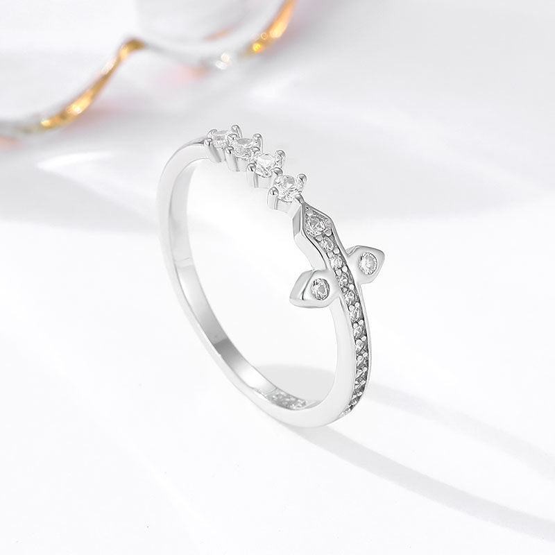 Sterling Silver Diamond Ring White Gold Finish Design