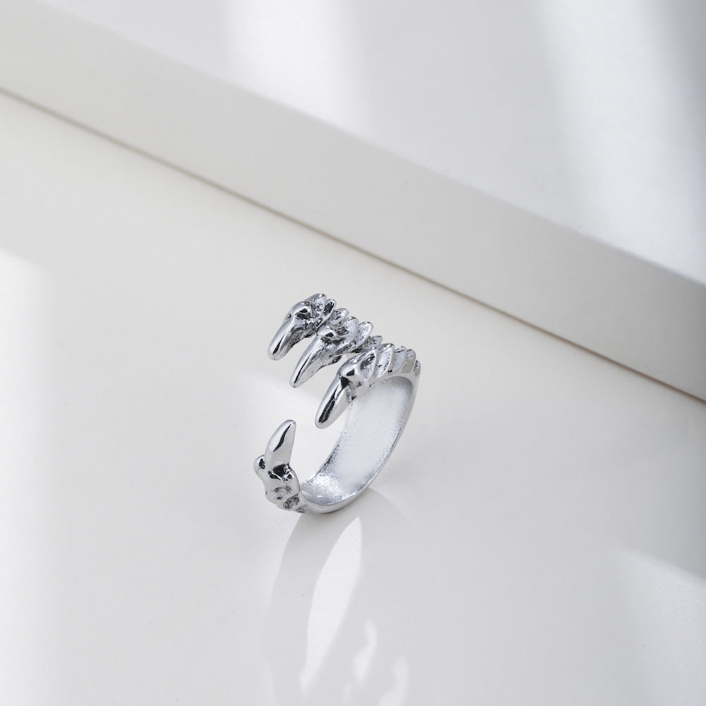 Unisex Dragon Claw Ring Adjustable Opening Alloy Band Geometric Ring Electroplated Fashion Jewelry Modern Look