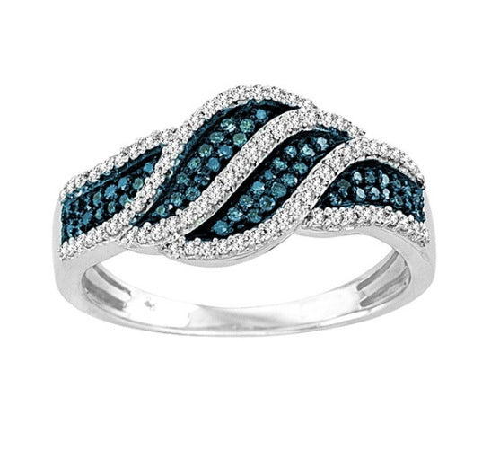 Womens Blue Zircon Leaf Ring With Diamond Accent For Wedding Engagement Anniversary Gift For Her For Gift Idea