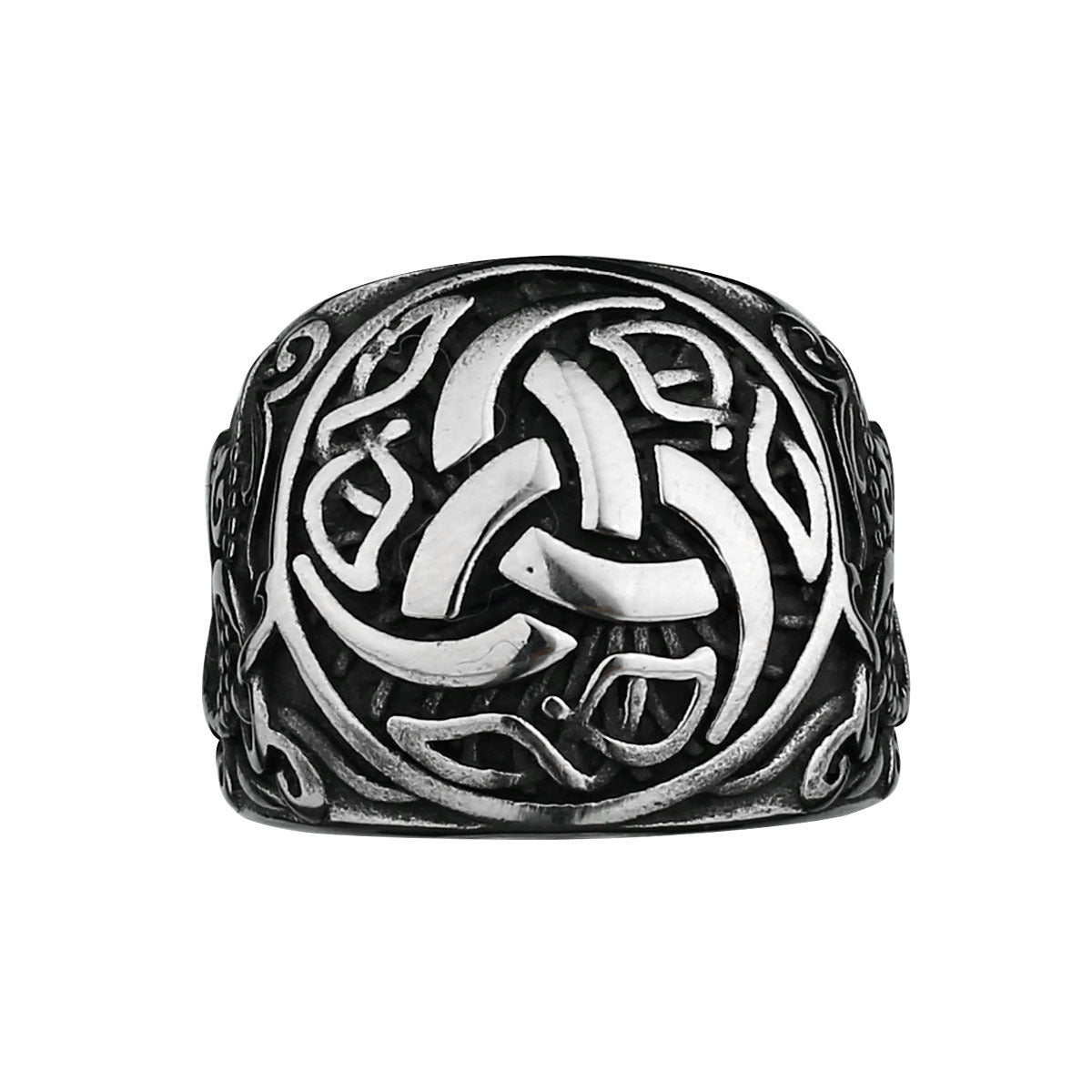 Mens Stainless Steel Geometric Ring Durable Modern Versatile Everyday Wear Bold Statement Fashion Accessory Daily Use