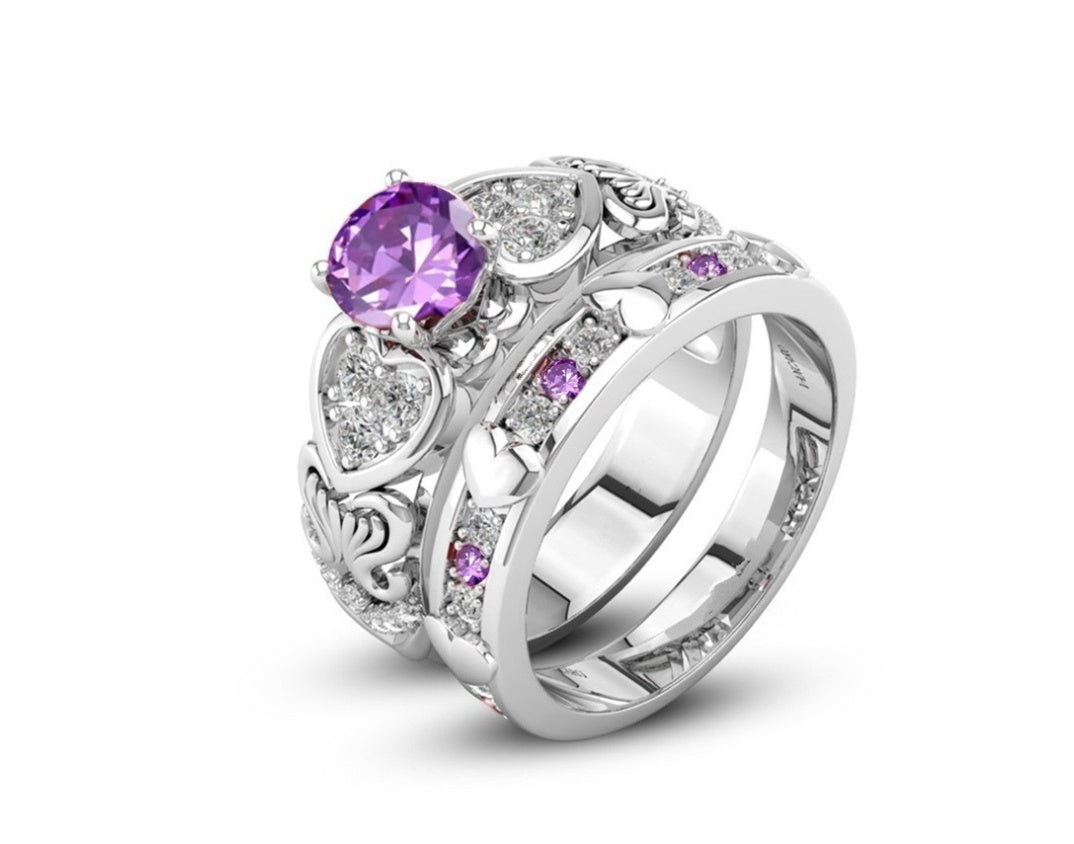 Double Layer Ring With High Grade Zircon Stones White Gold Plated Fashion Jewelry For Women Girls Elegant Luxe