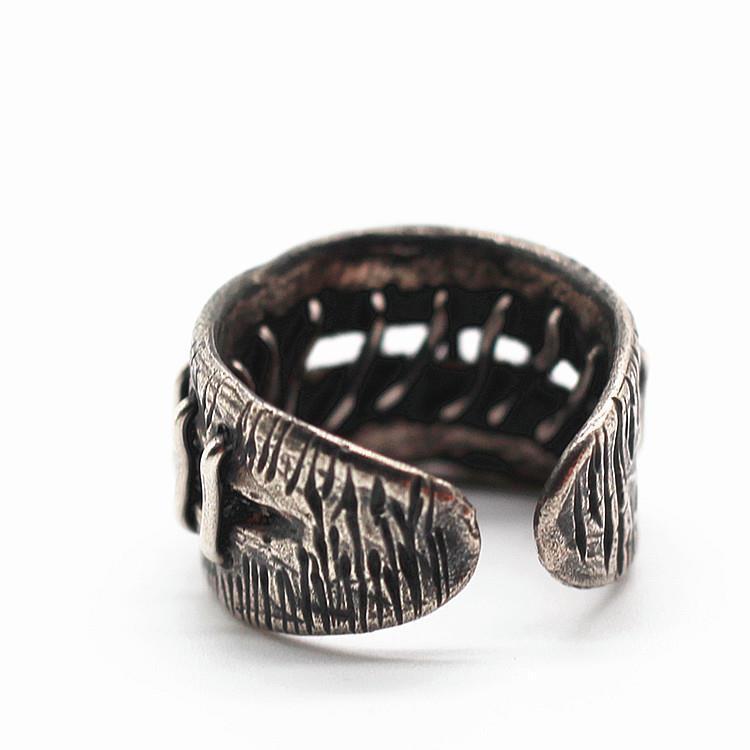 Copper Ring Vintage Geometric Design Adjustable Opening Electroplated Dark Wind Punk Ring Niche Design Jewelry Piece