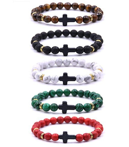 Unisex Natural Stone Beaded Bracelet Alloy Accent 8mm Beads For Men And Women Color Variants Perfect Accessory