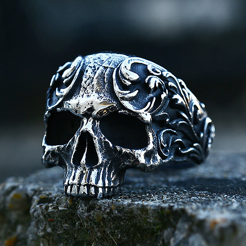 Domineering Skull Ring For Men In Stainless Steel Punk Style Polished Finish Jewelry For Daily Wear Gift Ideas