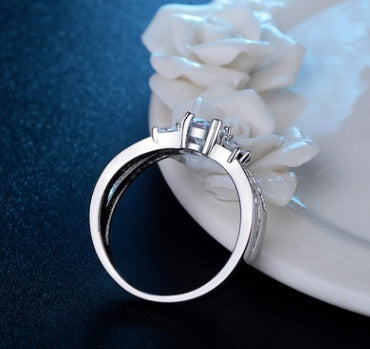 Trendy Geometric Copper Ring With Zircon Horse Eye White Gold Finish European Americana Rings For Women Jewelry