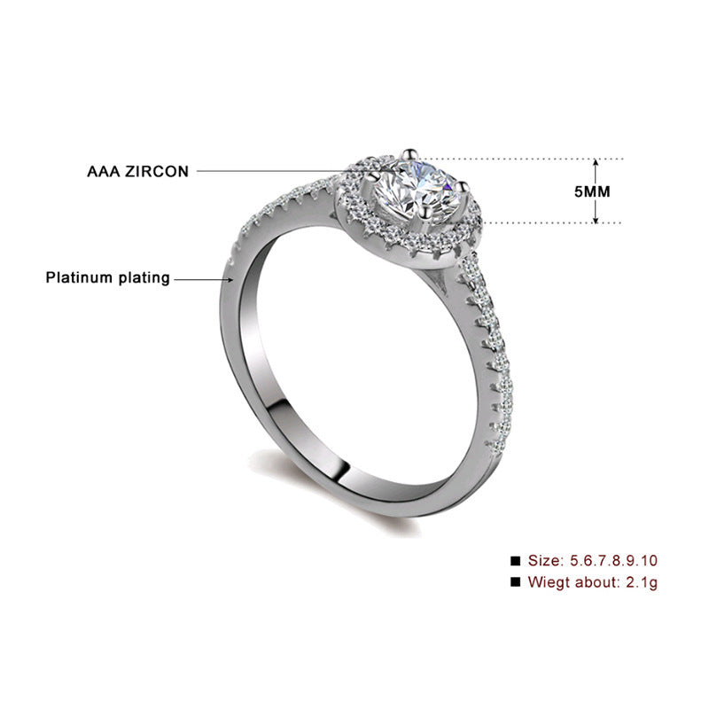 Couples Ring Womens Wedding Band Electroplated White Gold Round Design Durable Fashion Jewelry Anniversary Gift