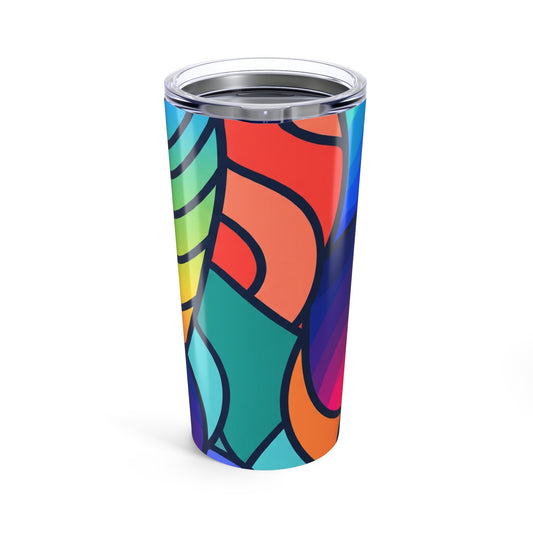 20 Oz Stainless Steel Tumbler With Unique Printed Design Double Wall Vacuum Insulation Spill Resistant Travel Mug