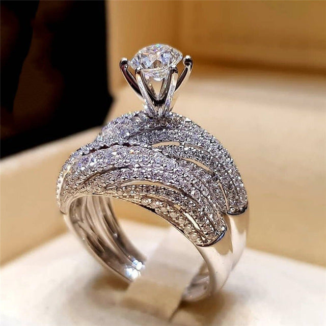 Engagement Ring Set For Women Zircon Bridal Rings Couple Rings Wedding Bands Promise Rings Elegant Proposal Jewelry