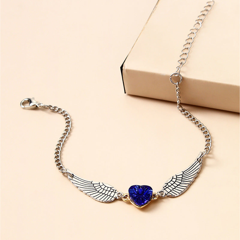 Women Angel Wings Bracelet Love Bow Knot Design Electroplated Alloy Fashion Jewelry Gift Elegant Charm Bracelet