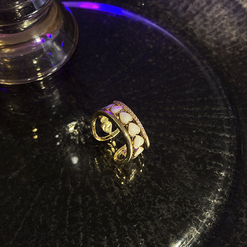 Womens Heart Ring Vintage Layered Copper Ring Electroplated Fashion Jewelry Heart Shaped Design Elegant Option