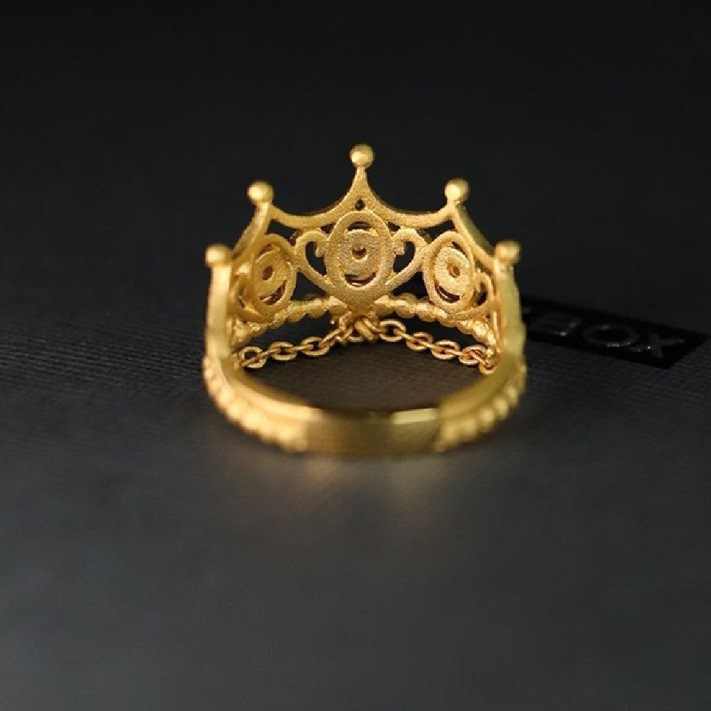 Vintage Copper Ring Crown Tassel Adjustable Geometric Statement Ring Electroplating Finishes Wide Bands Fashion