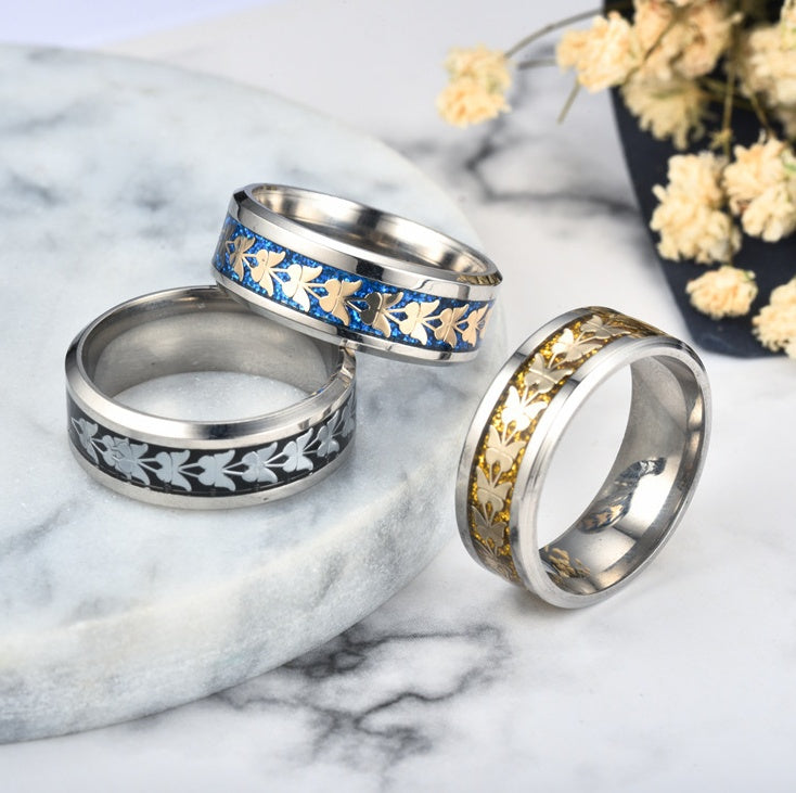 Womens Stainless Steel Butterfly Ring Korean Fashion Jewelry Simple Temperament Band For Women And Girls Gleaming