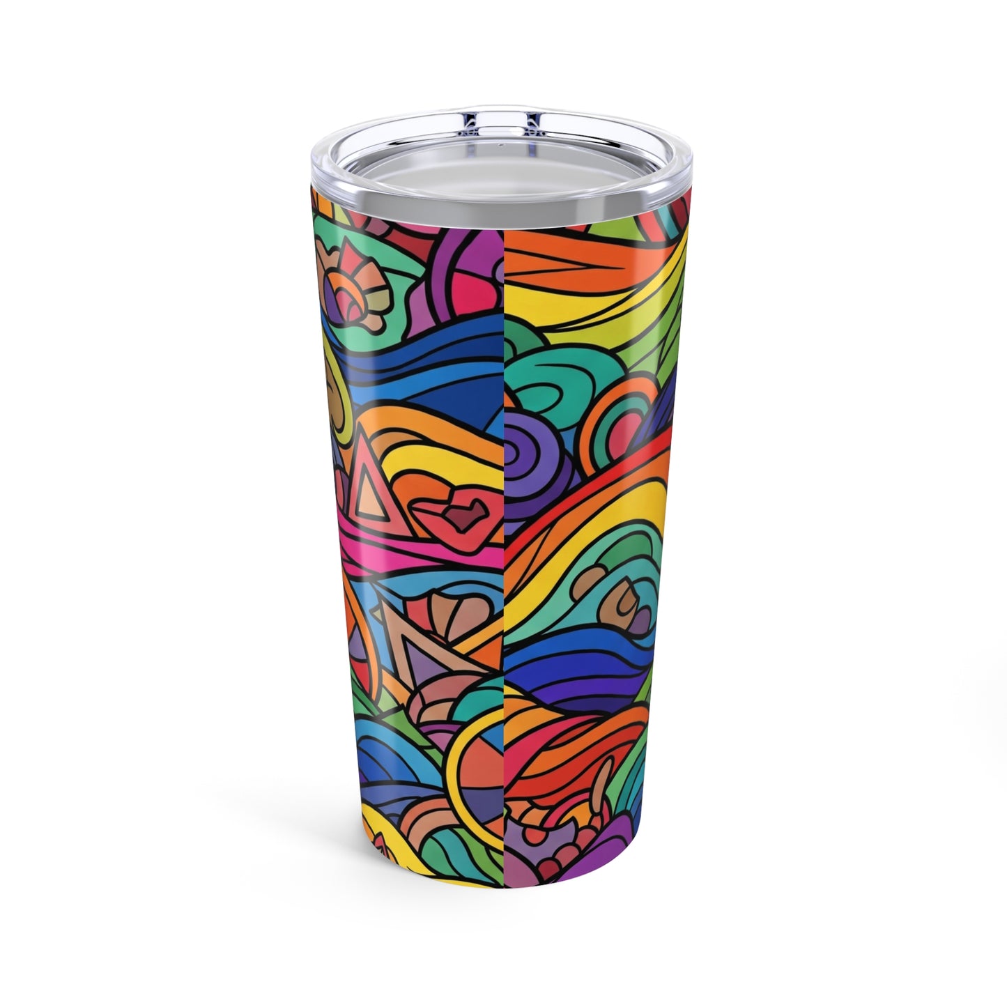 20 Ounce Stainless Steel Tumbler With Printed Design Double Wall Vacuum Insulated Leak Proof Travel Mug BPA Free