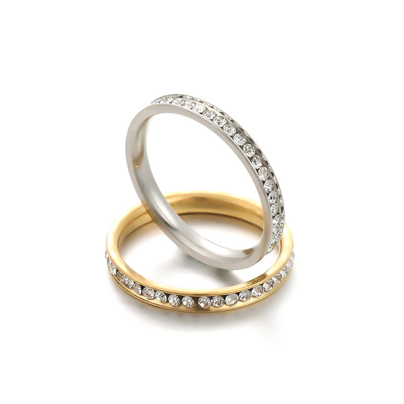 Titanium Steel Geometric Ring With Rhinestone Electroplated Gold And Steel Finish Band Ring For Men Durable Daily Wear