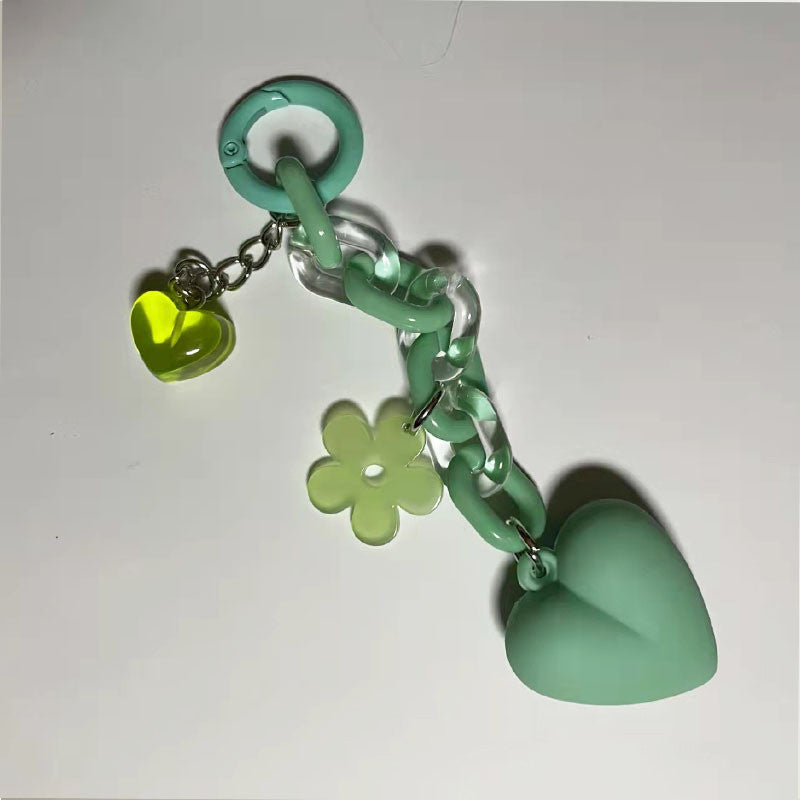 Acrylic Heart Keychain Pendant Peach Accessory Keyring