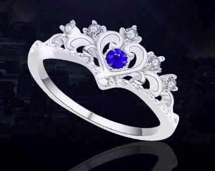 Rose Gold Crystal Ring Love Heart Crown Rhinestone Jewelry For Women Elegant Sparkling Design For Everyday Use