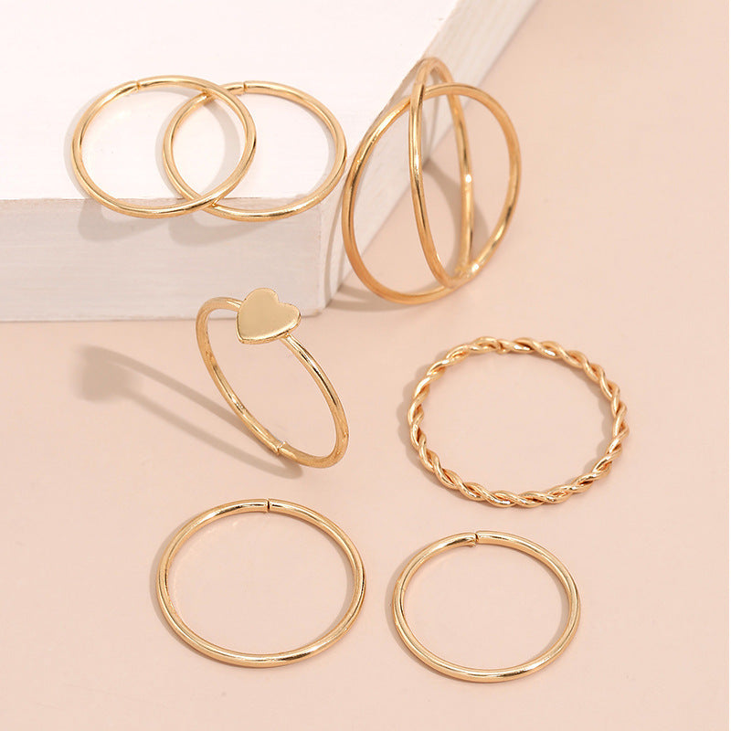 Womens Fashion Rings Set Korean Style Alloy Metal Love Rings for Women Girls Everyday Trendy Jewelry Beautiful Look