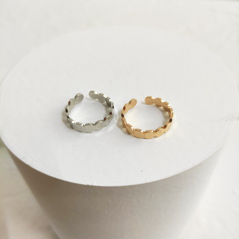 Wide Face Geometric Wave Ring Copper Electroplated Adjustable Opening European American Style Fashion Jewellery