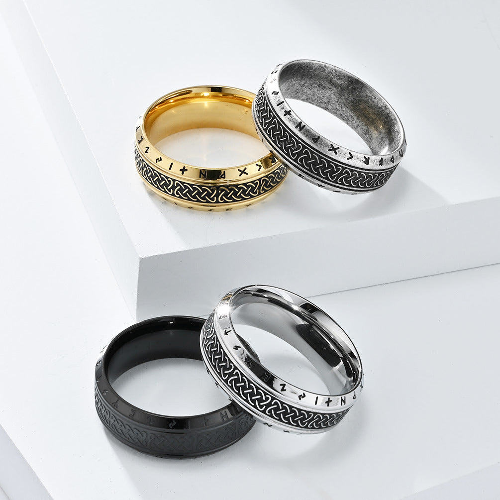 Unisex Titanium Steel Ring Polished Finish Steel Gold Black