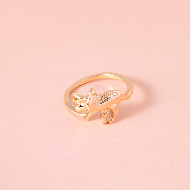 Gold Dinosaur Ring Adjustable Open Animal Ring Cute Zinc Alloy Fashion Ring For Women And Men Party Favor Ring