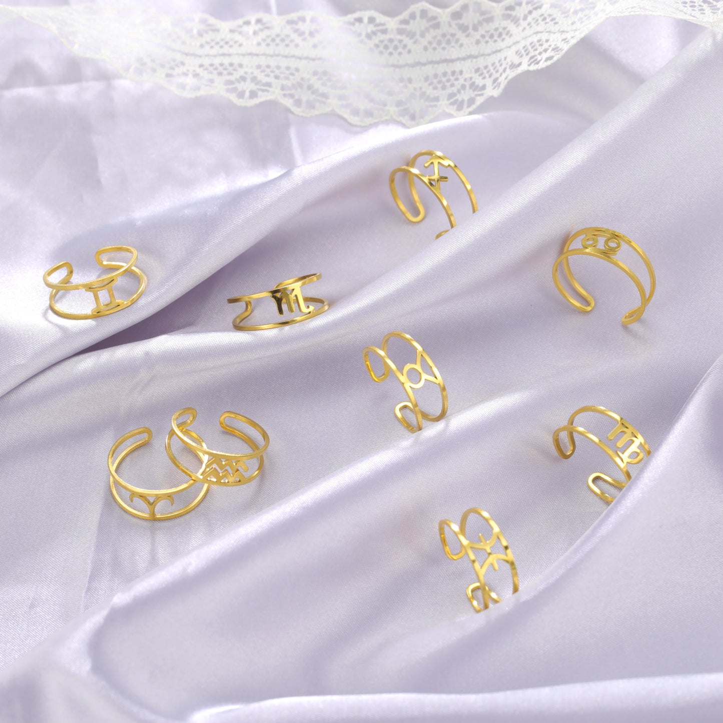 Unisex Titanium Steel Ring Electroplated Stainless Steel Constellation Zodiac Sign Ring Natural Design For Men And Women