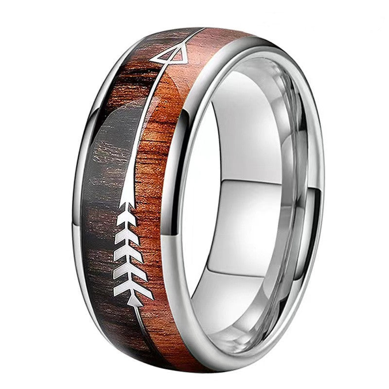 Handmade Titanium Steel Ring With Velvet Black Sandalwood Inlay For Men And Women Fashionable Bands Size 5 6 7
