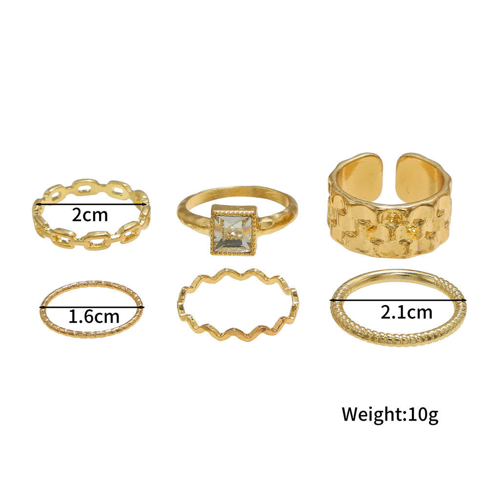 Womens Gold Plated Ring Set Geometric Rings European Fashion Jewelry Electroplated Finish Rings for Women Gold