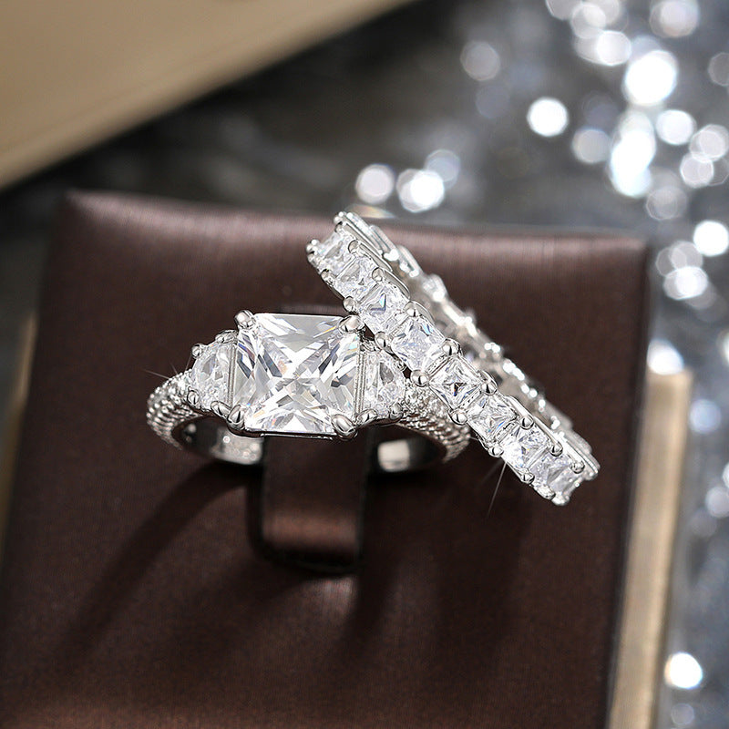 Diamond Studded Ring In Sterling Silver For Men And Women With Inlaid Zircon Sizes 6 7 8 9 10 Style CZ Sparkle