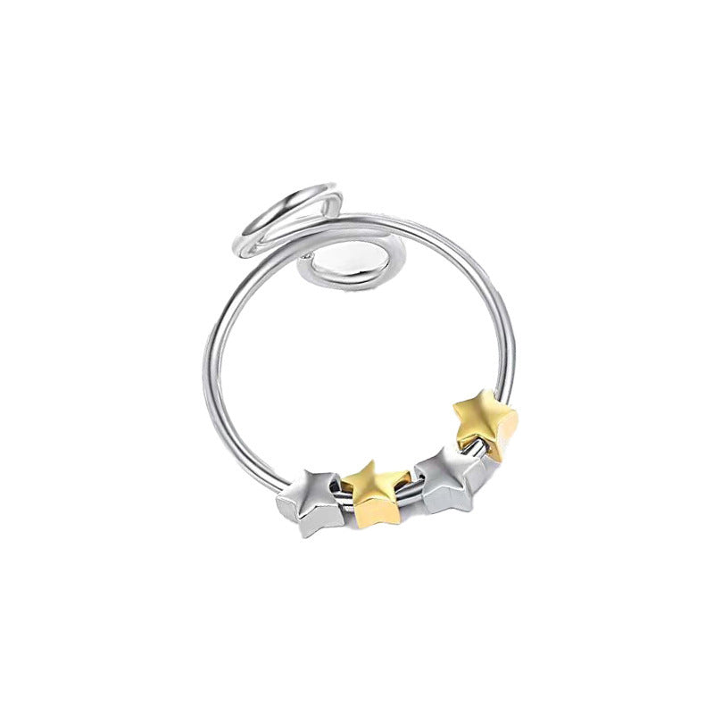 Womens Copper Ring Electroplated Five Pointed Star Ring Fashion Jewelry Gift For Her Independent Statement Accessory