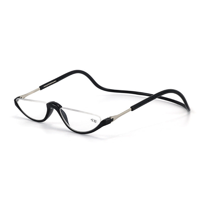 Folding Half Frame Reading Glasses With Magnetic Neck Closure Lightweight PC Frame TAC Lenses Foldable Pockets