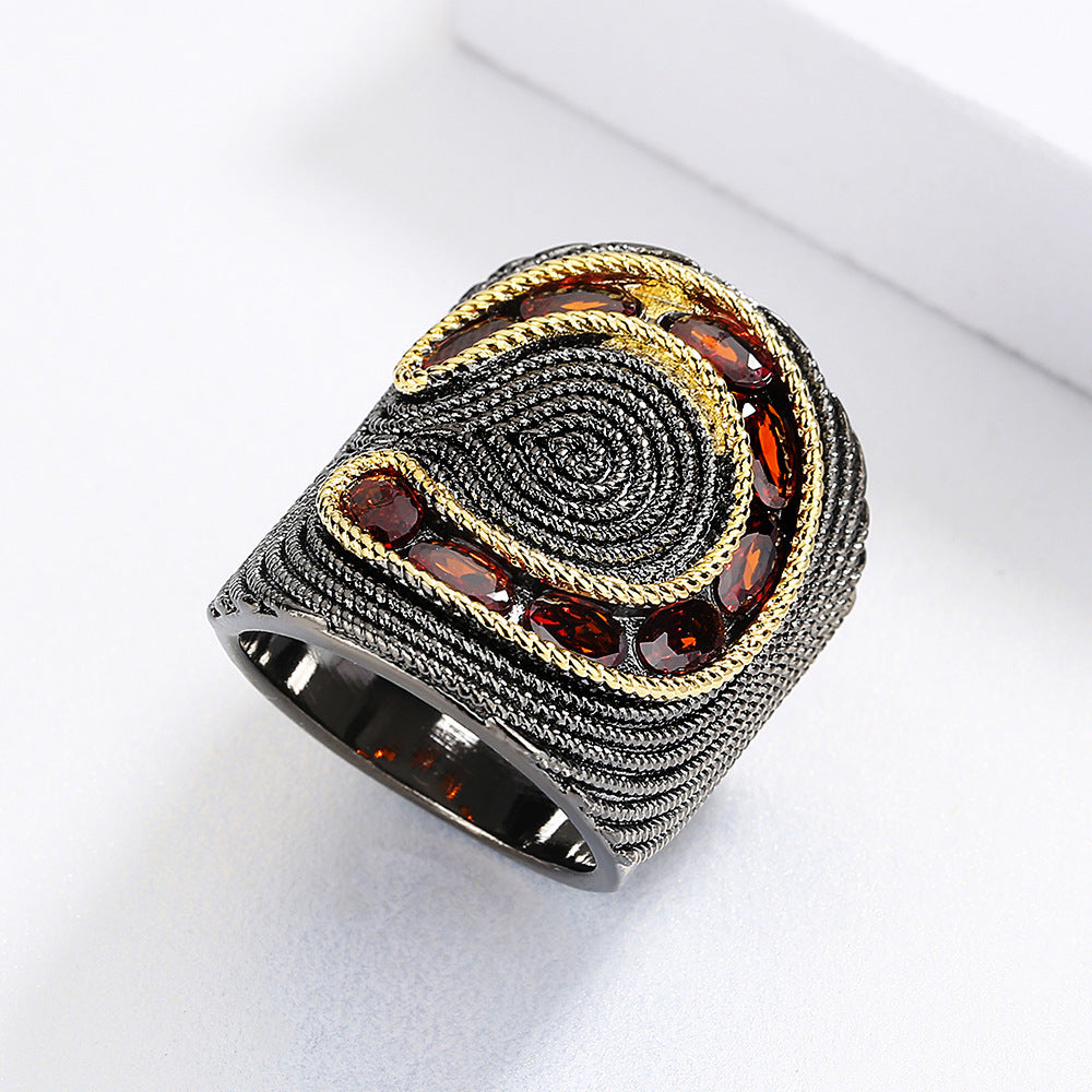 Women's New Hong Kong Style Lace Edge High Carbon Diamond Ring
