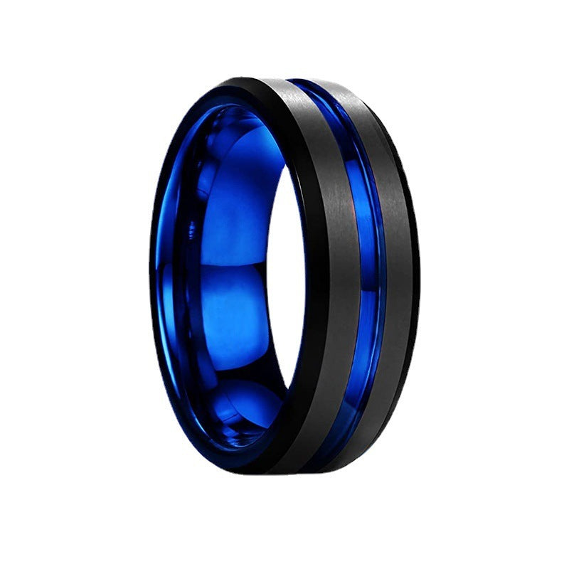 Unisex Titanium Steel Ring Frosted Bilateral Design Rotatable Band With Silver Blue Black Red For Everyday Wear