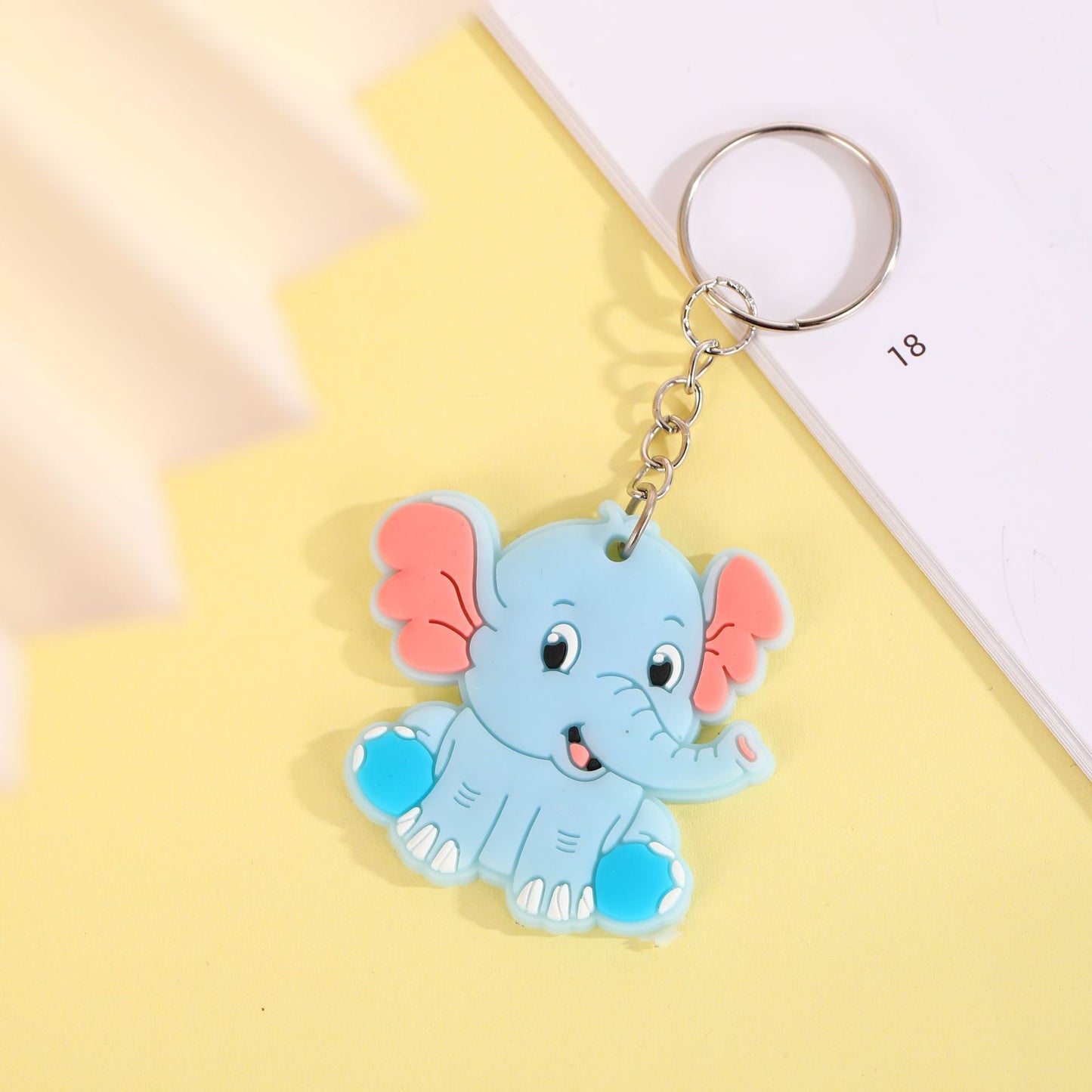 Animal Keychains Soft PVC Rubber Cartoon Keyrings Panda Elephant Cow Bear Lion Penguin Ladybug Bag Charm Plush